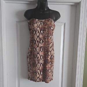 SHEIN Brown Snake Print Mini Dress